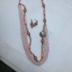 vtg MIRIAM HASKELL ? glass seeds lucite pink faux pearl wedding bridal necklace